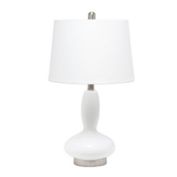 Elegant Designs Contemporary Curved Glass Table Lamp with Fabric Shade - White