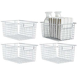 Farmlyn Creek Stackable Wire Baskets for Storage, Pantry, Closet, Bathroom Organization (12 x 9 x 6 in, 4 Pack)