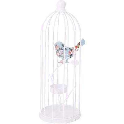 Farmlyn Creek Bird Cage Decorative Tealight Candle Holder (White, 3.9 x 10.7 in)