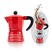 Rainbean  Espresso Maker 6 CUP Pot, Steam Italian Stovetop Coffee Makers Percolator, Aluminum