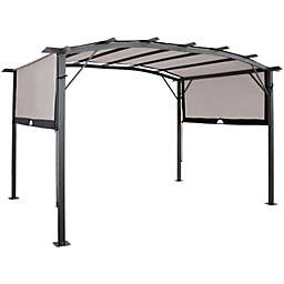 Sunnydaze 9' x 12' Metal Arched Pergola with Retractable Canopy Gray