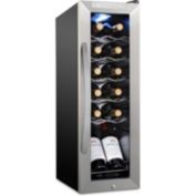 Schmecke Wine Fridge, 12 Bottle Wine Cooler, Freestanding Wine Refrigerator with Lock