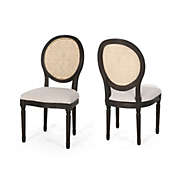 Contemporary Home Living Set of 2 Beige and Brown Traditional Dining Chairs 39.5"