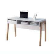 FC Design Two-Toned Home Office Writing Desk 47.25"W Laptop Table with Drawer and Shelf in White & Weathered White Finish