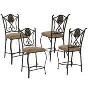 Besthom 42.8 in. Espresso High Back Metal Frame 24 in. Bar Stool (Set of 4)