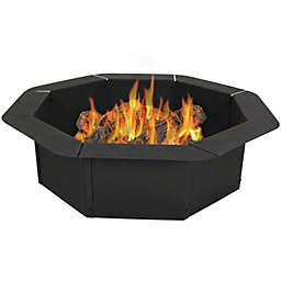 Sunnydaze Outdoor Heavy-Duty Steel Portable Above Ground or In-Ground Octagon Fire Pit Liner Ring - 38