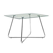 Homeroots Kitchen & Dining 30 Chrome Metal and Clear Tempered Glass Dining Table
