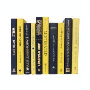 Booth & Williams Navy and Yellow Team Colors Decorative Books, One Foot Bundle of Real, Shelf-Ready Books