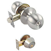 Jessar - Entrance Door Handle with Lock and Deadbolt, Silver Plated