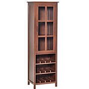 Halifax North America Tall Wine Cabinet, Bar Display Cupboard with 12-Bottle Wine Rack, Glass Door and 3 Storage Compartment for Home Bar, Dining Room, Walnut