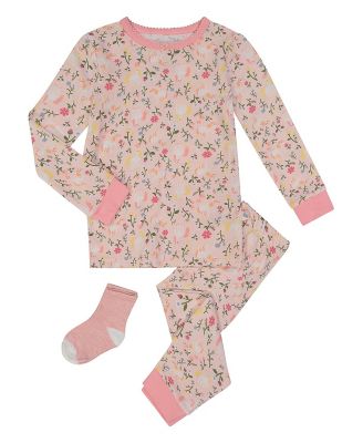 Sleep On It Infant/Toddler Girls Fairytale Unicorns Snug Fit 2-Piece Pajama Sleep Set with Matching Socks
