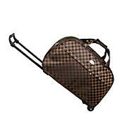 Semer 24" Rolling Wheeled Duffle Suitcase Bag in Coffee Lattice