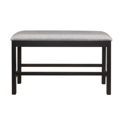 Lexicon Wood Frame Counter Height Dining Bench with Gray Fabric Seat