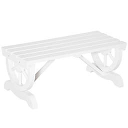 Outsunny Wood Wheel Outdoor Garden Bench for 2-People with a Unique Wheel Design on the Legs & Durable Build White