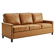 Modway Furniture Ashton Vegan Leather Sofa, Tan