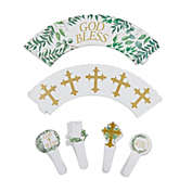 Faithful Finds Baptism Cupcake Toppers and Wrappers, God Bless Party Decorations (96 Pieces)
