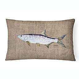 Caroline's Treasures Fish - Tarpon Faux Burlap Canvas Fabric Decorative Pillow 12 x 16