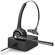 Naztech - Bluetooth Headset Mono N980 with Boom Mic Noise Cancelling, Charging Stand Included