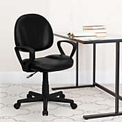 Flash Furniture Mid-Back Black LeatherSoft Swivel Ergonomic Task Office Chair with Back Depth Adjustment and Arms