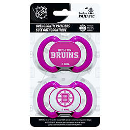 BabyFanatic Girls Pink Pacifier 2-Pack - NHL Boston Bruins - Officially Licensed League Gear