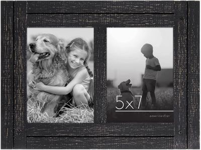 Americanflat 5x7 Double Picture Frame, Charcoal Black