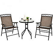 Costway Patio Dining Set with Patio Folding Chairs and Table