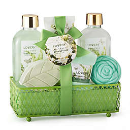 Lovery Home Spa Gift Basket - Magnolia Tuberose Fragrance - 7 pc Bath and Body Set