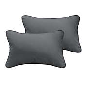 Outdoor Living and Style Set of 2 Charcoal Gray Corded Indoor and Outdoor Lumbar Pillow, 20"