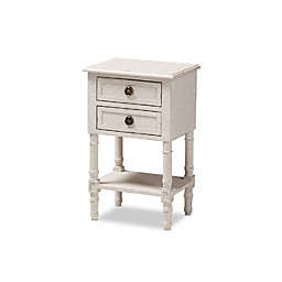 Baxton Studio  Lenore Country Cottage Farmhouse Whitewashed 2-Drawer Nightstand