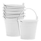 Juvale 6 Pack White Mini Galvanized Buckets with Handles for Party Favors, Wedding Decorations, Easter Centerpieces (3.5 x 3 In)