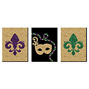 Big Dot of Happiness Mardi Gras - Fleur de Lis Wall Art, New Orleans Decor, & Masquerade Themed Room Home Decorations - 7.5 x 10 inches - Set of 3