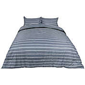 PiccoCasa Comfortable 3-Piece Stripe Comforter Bedding Set Down Alternative Comforter Set with 2 Piece Pillow Shams Soft and Lightweight for All-Season Blue Cal King