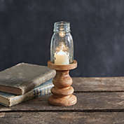 Slickblue Wooden Candle Holder with Mason Jar Chimney - Quarter Pint