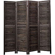 Infinity Merch Black 67" Full Length Wood Shutters 4 Panel Room Divider