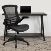 Flash Furniture Desk Chair with Wheels   Swivel Chair with Mid-Back Black Mesh and LeatherSoft Seat for Home Office and Desk