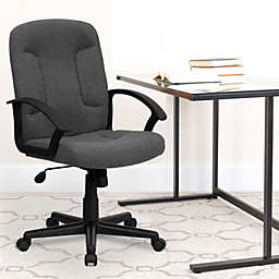 Emma + Oliver Mid-Back Gray Fabric Executive Swivel Office Chair with Nylon Arms