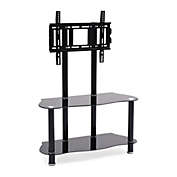 Contemporary Home Living 49" Black Contemporary Style Glass TV Stand with Mount