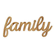 Contemporary Home Living 18" Gold Family Natural Wood Script Wall Art
