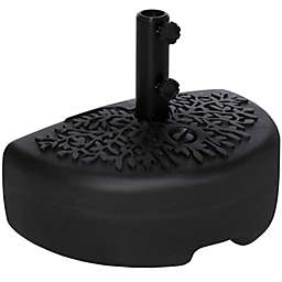 Outsunny Half Round Umbrella Base, Sand or Water Filled Half Patio Umbrella Stand Holder for Lawn, Deck, Backyard and Garden, Fit 1.5
