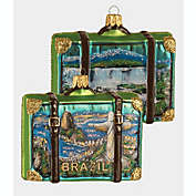 Brazil Travel Suitcase Polish Glass Christmas Ornament Brasil ONE Decoration New