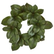 Nearly Natural Green Magnolia Leaf Spring Artificial Wreath, 22-Inch