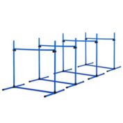 PawHut 4 Piece Dog Agility Starter Kit with Adjustable Height Jump Bars, Included Carry Bag, & Displacing Top Bar, Blue