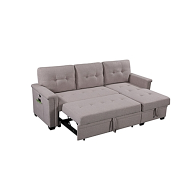 Contemporary Home Living 3-Piece Gray Solid Sleeper Sectional Sofa with Storage Chaise 84". View a larger version of this product image.