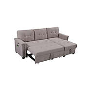 Contemporary Home Living 3-Piece Gray Solid Sleeper Sectional Sofa with Storage Chaise 84"