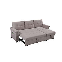 Contemporary Home Living 3-Piece Gray Solid Sleeper Sectional Sofa with Storage Chaise 84