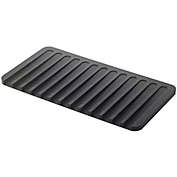 Talented Kitchen Self Draining Silicone Drying Mat. 15 x 8 Inches Dish and Glassware Sloped Board Silicone Tray in Black