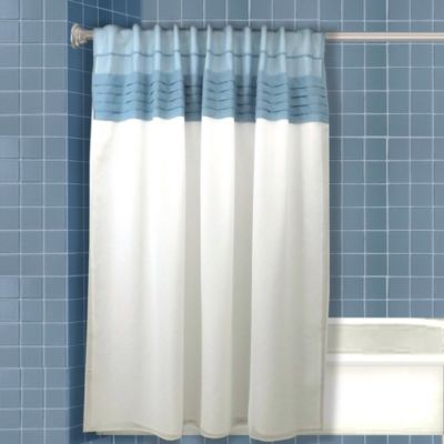 Ricardo Geneva Absolute Shower Curtain w/Attached Liner & Back Tabs 70x73 Blue/White