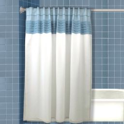 Ricardo Geneva Absolute Shower Curtain w/Attached Liner & Back Tabs 70x73 Blue/White