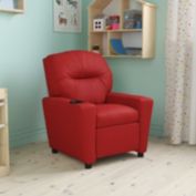 Flash Furniture Chandler Contemporary Red Vinyl Kids Recliner with Cup Holder