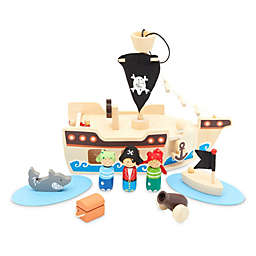 Blue Panda Kids Pirate Ship Toys, Wooden Pirates for boys (Total 11 Pieces)